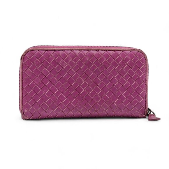 Bottega Veneta Intrecciato Leather Zip Around Wallet in Orchid - Picture 2 of 11